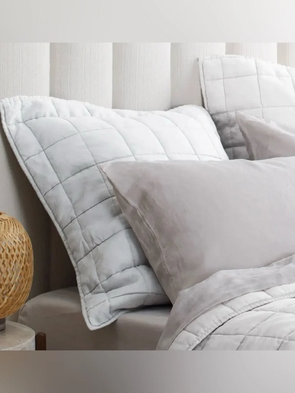 NEW Quince European Linen Box Quilted Euro Sham, 26 X 26 (White)